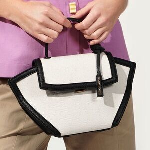 Charles & Keith Black and Cream Crossbody Bag